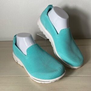 Skechers GoWalk Classic Washable Knit Slip On Shoes Aqua 8.5